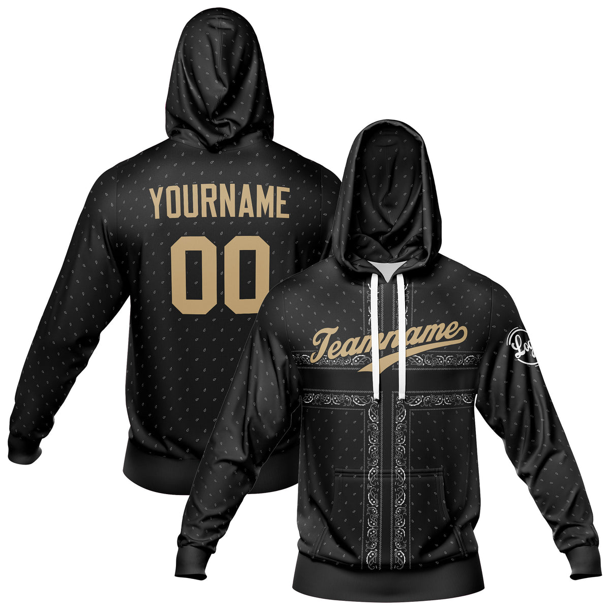 Benutzerdefiniert Schwarz Tarnung Sport Jersey Satz Trainingsanzug Zur Seite fahren Kapuzenpullover Oberteile und Hose Satz Königlich