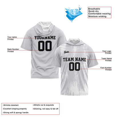 Benutzerdefinierte Grau Kurzarm-Kapuzenpullover für Männer Frauen Hemden mit Kapuzen gedruckt Name Logo