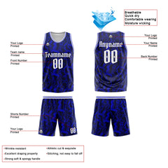 Benutzerdefinierte Reversible Basketball Jersey Personalisierte Print Name Nummer Logo Neongrün&Marine&Royal