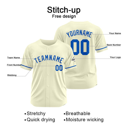 Benutzerdefinierte Authentisch Baseball-Trikot Creme-königlich