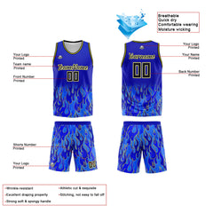 Benutzerdefinierter Basketball Jersey Uniform Anzug gedruckt Ihr Logo Name Nummer Königliche Flamme