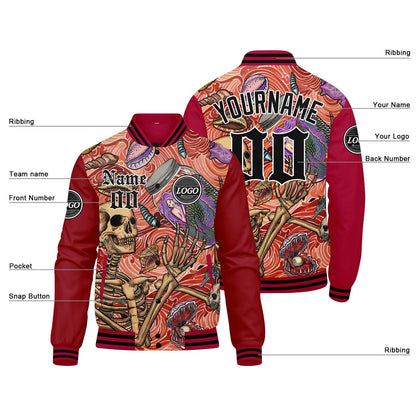 Benutzerdefinierte Verlauf Varsity-Jacke. Letterman-Jacke Rot