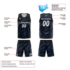 Benutzerdefinierte Reversible Basketball Jersey Personalisierte Print Name Nummer Logo Schaden-Blau