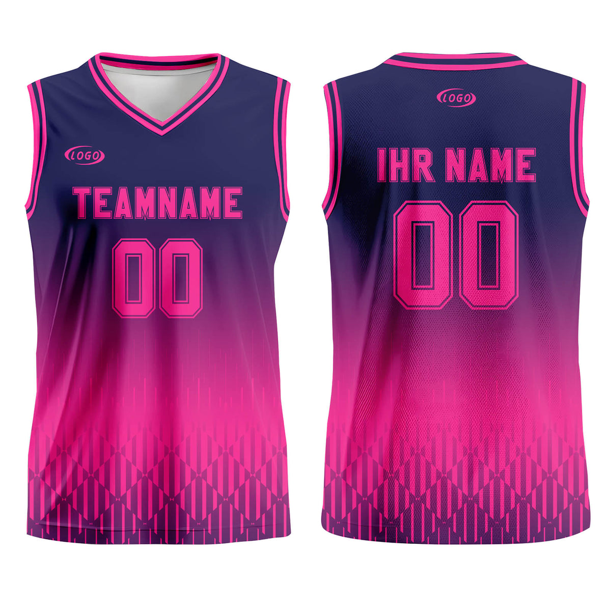 Benutzerdefinierter Blau Mary Rot Farbverlauf Basketball Jersey Uniform Anzug gedruckt Ihr Logo Name Nummer