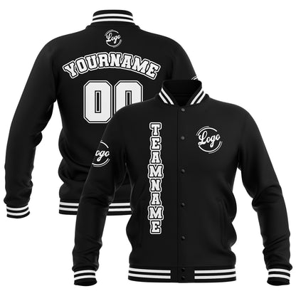 Benutzerdefiniert Schwarz Weiß Wasserdichte Varsity Jacken Personalisiert genäht Name Nummer Logo zu Letterman Jacken
