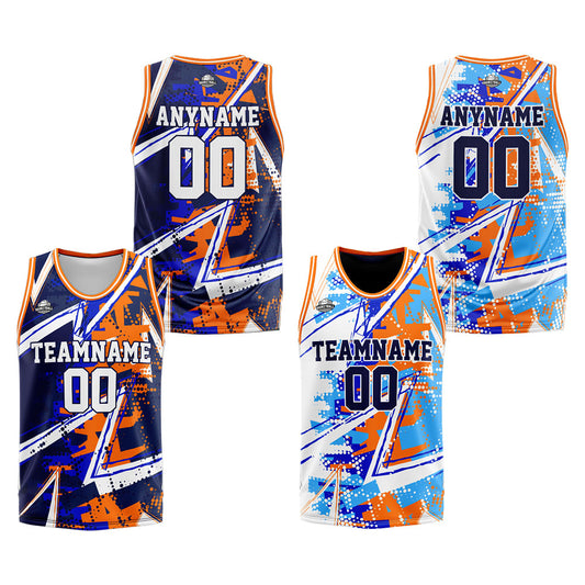 Benutzerdefinierte Reversible Basketball Jersey Personalisierte Print Name Nummer Logo Royal&Orange