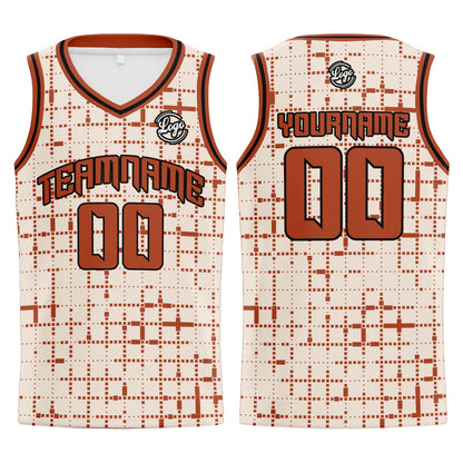 Benutzerdefinierter Creme Rötlich Braun Basketball Jersey Uniform Anzug gedruckt Ihr Logo Name Nummer