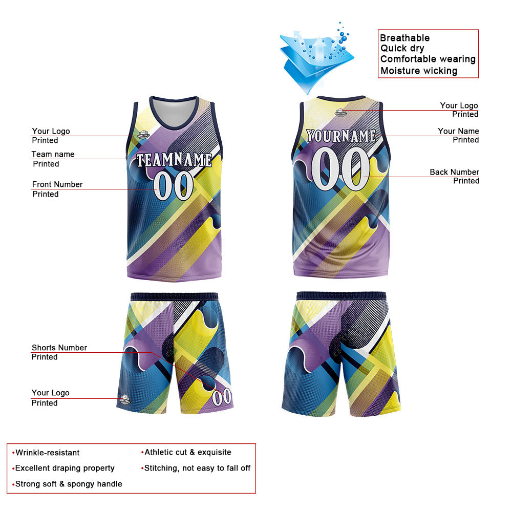 Angefertigte Marine Lila Basketball-Trikots für Männer und Frauen, Uniformen, geeignet für Kinder und Erwachsene, personalisierte Trikots