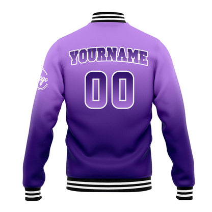 Benutzerdefinierte Verlauf Varsity-Jacke. Letterman-Jacke Lila