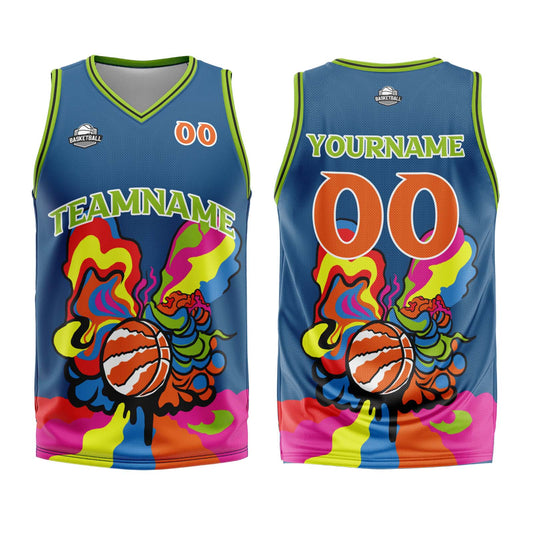 Benutzerdefinierter Blau Basketball Jersey Uniform Anzug gedruckt Ihr Logo Name Nummer