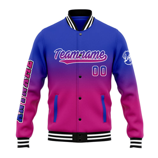 Benutzerdefinierte Verlauf Varsity-Jacke. Letterman-Jacke Royal Rose