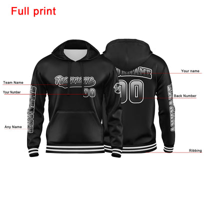 Benutzerdefinierter Weiß Schwarz Hoodie für Mann, Frau, Mädchen, Junge. Drucken Sie Ihr Logo, Ihren Namen und Ihre Nummer
