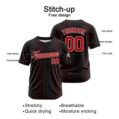 Benutzerdefinierte Authentisch Baseball-Trikot Schwarz Rot