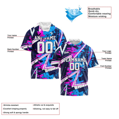 Benutzerdefinierte Marine Rosa Blau Neongrün Kurzarm-Kapuzenpullover für Männer Frauen Hemden mit Kapuzen gedruckt Name Logo