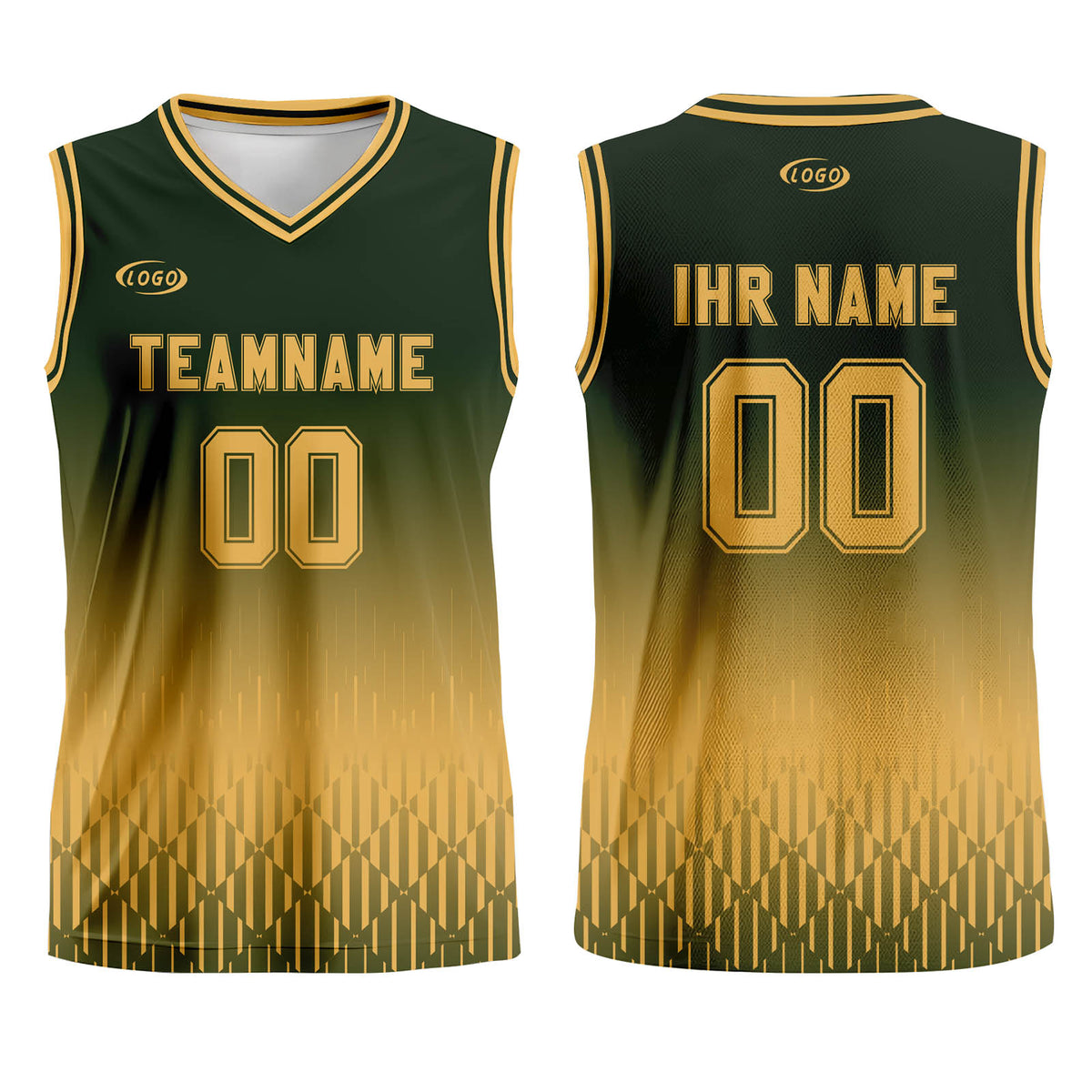 Benutzerdefinierter Olivgrün Hellbraun Farbverlauf Basketball Jersey Uniform Anzug gedruckt Ihr Logo Name Nummer