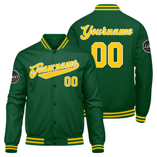 Benutzerdefinierte Verlauf Varsity-Jacke. Letterman-Jacke Grün Gelb