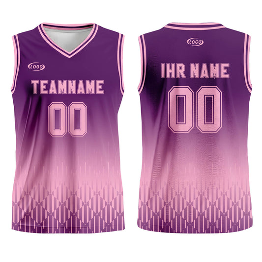 Benutzerdefinierter Lila Rosa Farbverlauf Basketball Jersey Uniform Anzug gedruckt Ihr Logo Name Nummer