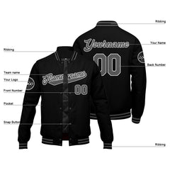 Benutzerdefinierte Verlauf Varsity-Jacke. Letterman-Jacke Schwarz Grau