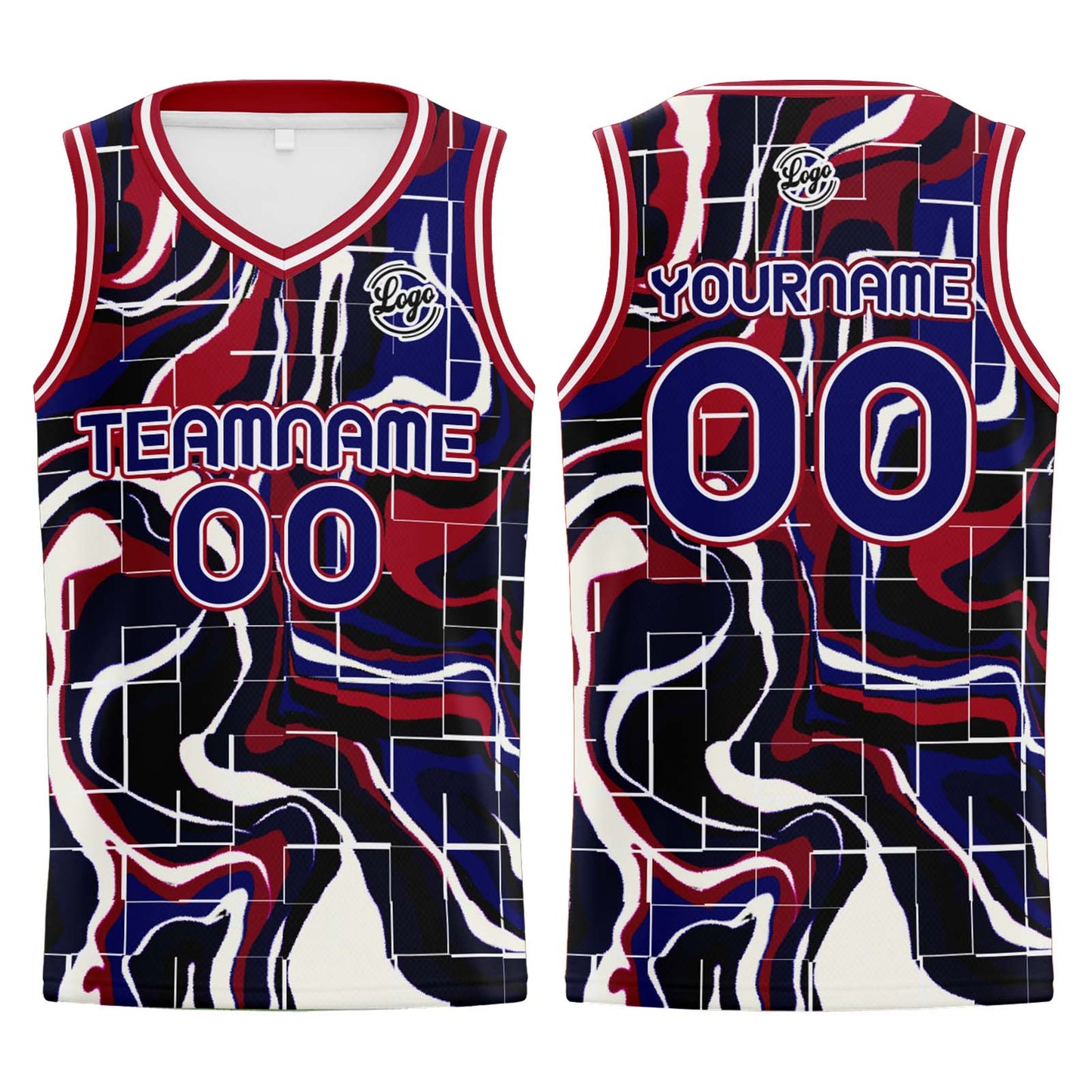 Benutzerdefinierter Marine Rot Basketball Jersey Uniform Anzug gedruckt Ihr Logo Name Nummer
