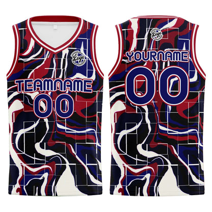 Benutzerdefinierter Marine Rot Basketball Jersey Uniform Anzug gedruckt Ihr Logo Name Nummer