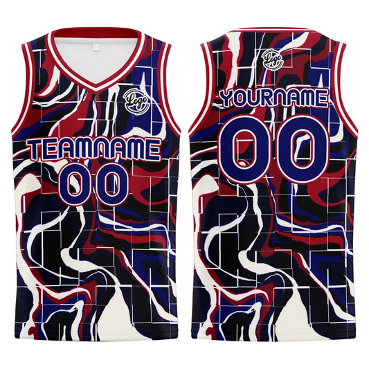Benutzerdefinierter Marine Rot Basketball Jersey Uniform Anzug gedruckt Ihr Logo Name Nummer