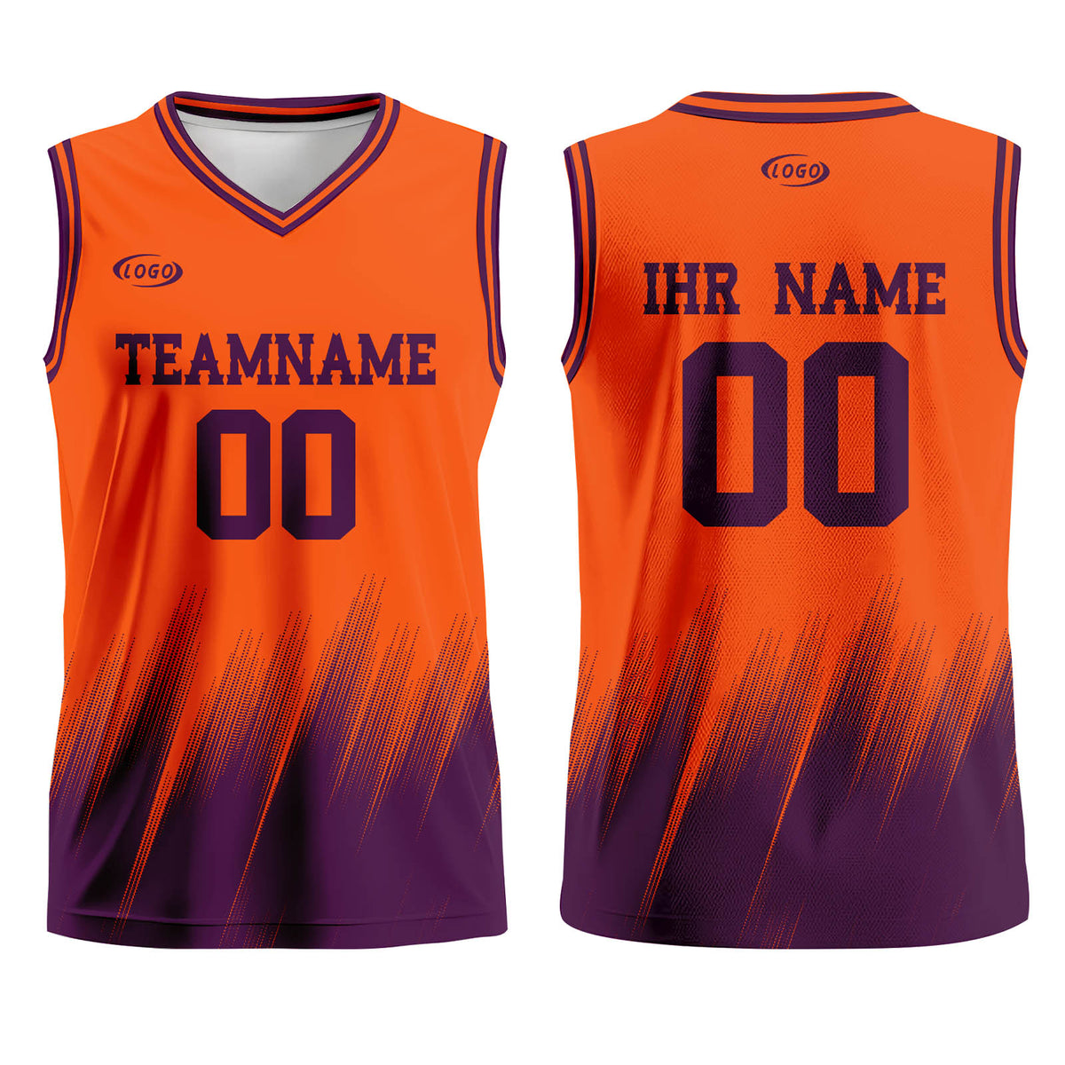 Benutzerdefinierter Orange Lila Basketball Jersey Uniform Anzug gedruckt Ihr Logo Name Nummer