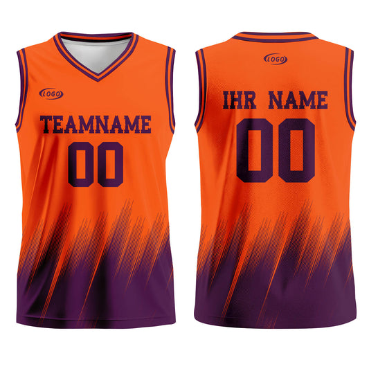Benutzerdefinierter Orange Lila Basketball Jersey Uniform Anzug gedruckt Ihr Logo Name Nummer