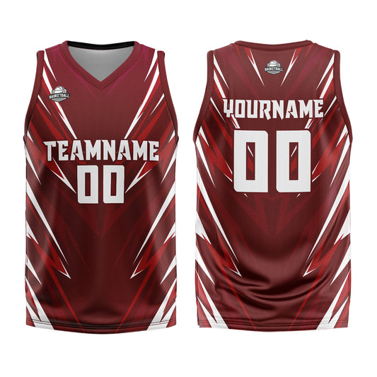 Benutzerdefinierter Dunkelrot Basketball Jersey Uniform Anzug gedruckt Ihr Logo Name Nummer