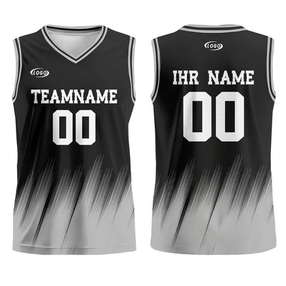 Benutzerdefinierter Schwarz Grau Weiß Basketball Jersey Uniform Anzug gedruckt Ihr Logo Name Nummer