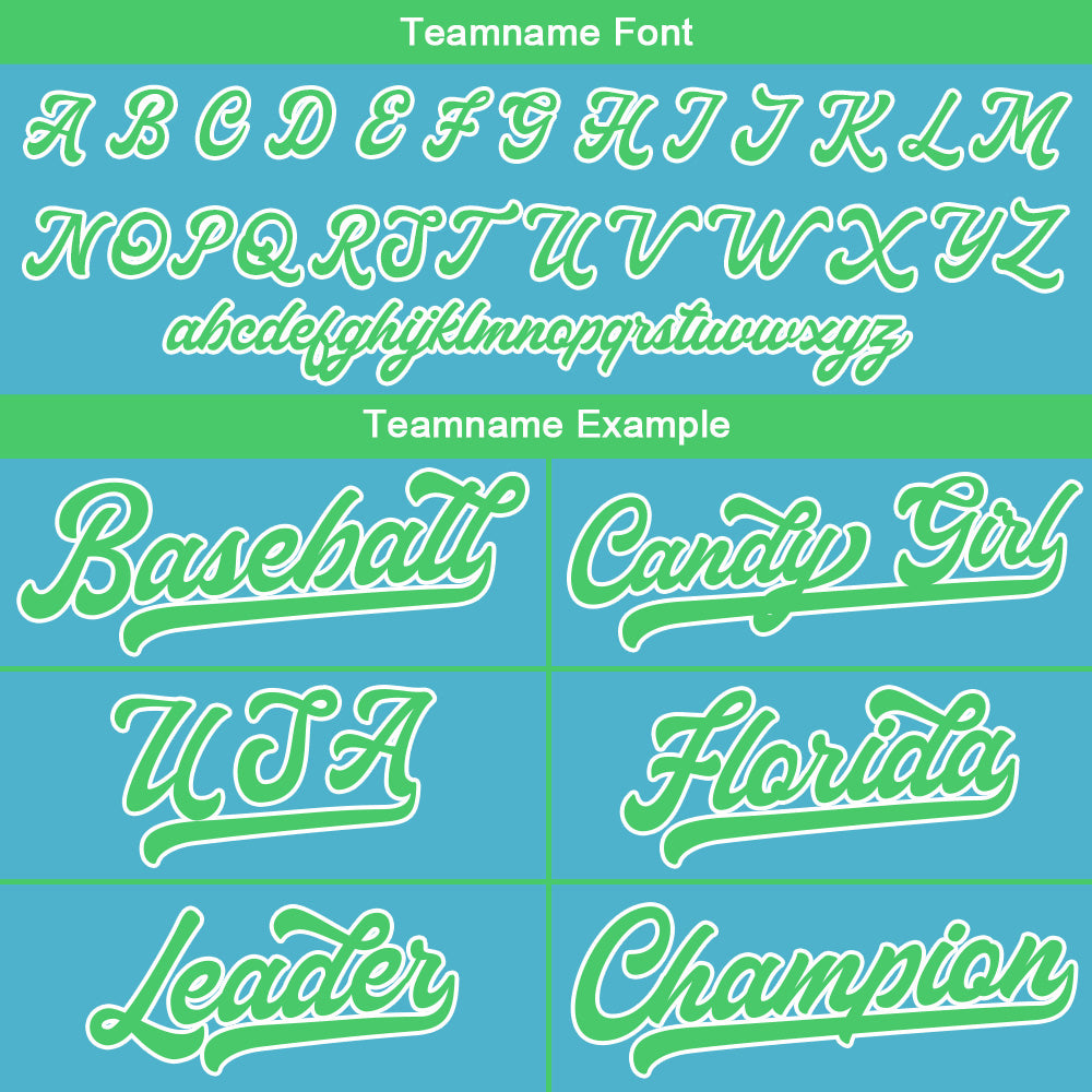 Benutzerdefinierte Authentisch Baseball-Trikot Hellblau-Grün