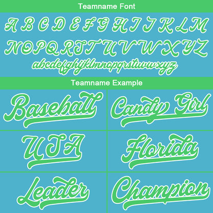 Benutzerdefinierte Authentisch Baseball-Trikot Hellblau-Grün