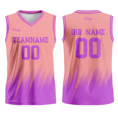Benutzerdefinierter Pink Lila Basketball Jersey Uniform Anzug gedruckt Ihr Logo Name Nummer