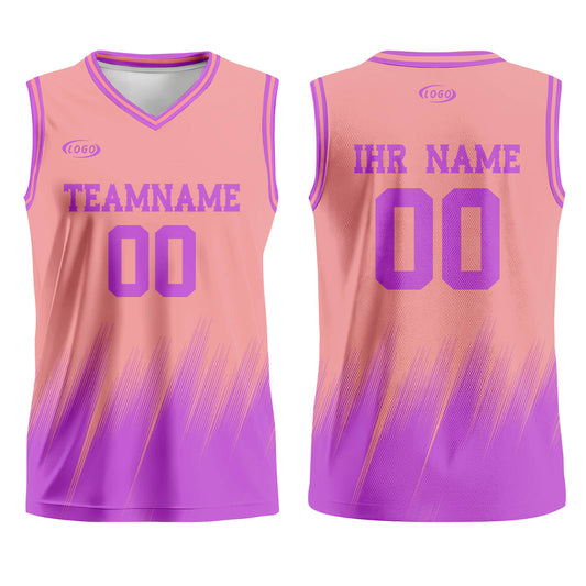 Benutzerdefinierter Pink Lila Basketball Jersey Uniform Anzug gedruckt Ihr Logo Name Nummer