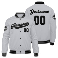 Benutzerdefinierte Verlauf Varsity-Jacke. Letterman-Jacke Grau Schwarz