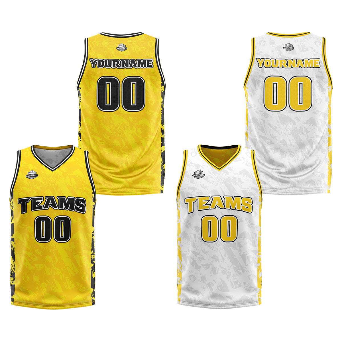 Benutzerdefinierte Gelb Reversible Basketball Jersey Personalisierte Print Name Nummer Logo