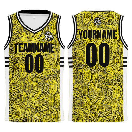 Benutzerdefinierter Schwarz Gelb Basketball Jersey Uniform Anzug gedruckt Ihr Logo Name Nummer