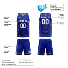 Benutzerdefinierter Royal Basketball Jersey Uniform Anzug gedruckt Ihr Logo Name Nummer