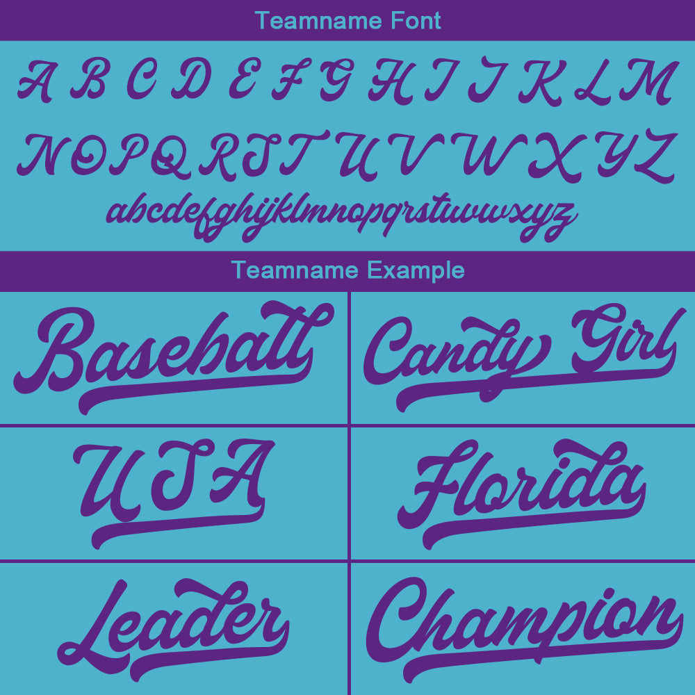 Benutzerdefinierte Authentisch Baseball-Trikot Hellblau- Lila