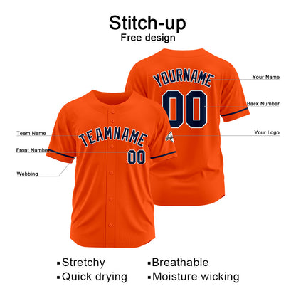 Benutzerdefinierte Authentisch Baseball-Trikot Orange-Marine