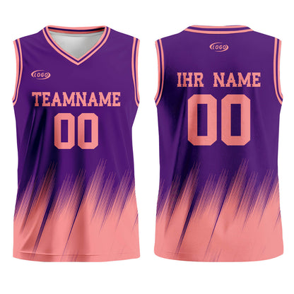Benutzerdefinierter Lila Pink Basketball Jersey Uniform Anzug gedruckt Ihr Logo Name Nummer