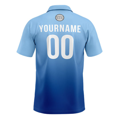 Benutzerdefinierte Hellblau Fußball Polo-Shirts Fügen Sie Ihr Einzigartiges hinzu Logo/Name/Nummer