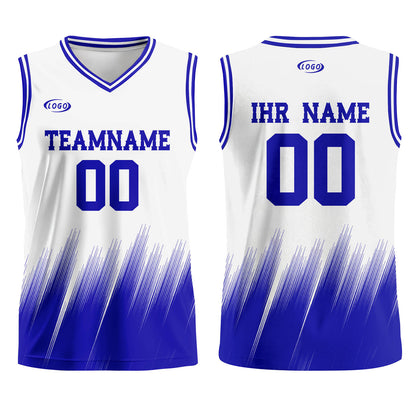 Benutzerdefinierter Weiß Blau Basketball Jersey Uniform Anzug gedruckt Ihr Logo Name Nummer