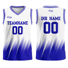 Benutzerdefinierter Weiß Blau Basketball Jersey Uniform Anzug gedruckt Ihr Logo Name Nummer