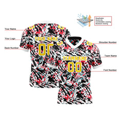 Benutzerdefinierte Rot Gelb Reversibel Fußball Trikot Personalisierte Gradient Fußball Shirts für Männer gedruckt Team Name Nummer Logo