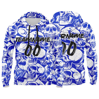 Benutzerdefinierter Sweatshirt-Hoodie für Mann, Frau, Mädchen, Junge. Drucken Sie Ihr Logo, Ihren Namen und Ihre Nummer Royal&Weiß