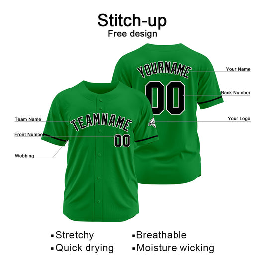 Benutzerdefinierte Authentisch Baseball-Trikot Kelly Grün-Schwarz
