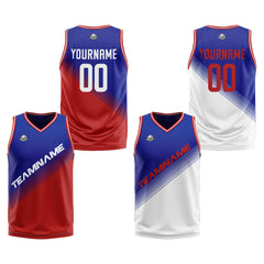 Benutzerdefinierte Reversible Basketball Jersey Personalisierte Print Name Nummer Logo Rot- Royal