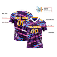 Benutzerdefinierte Lila Gelb Reversibel Fußball Trikot Personalisierte Gradient Fußball Shirts für Männer gedruckt Team Name Nummer Logo