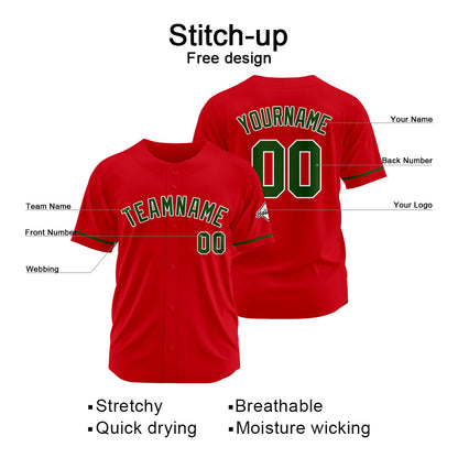 Benutzerdefinierte Authentisch Baseball-Trikot Rot-Dunkelgrün