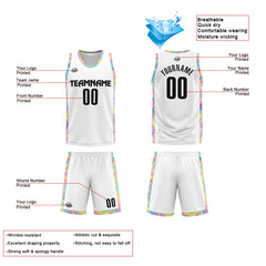 Benutzerdefinierter Basketball Jersey Uniform Anzug gedruckt Ihr Logo Name Nummer Weiß